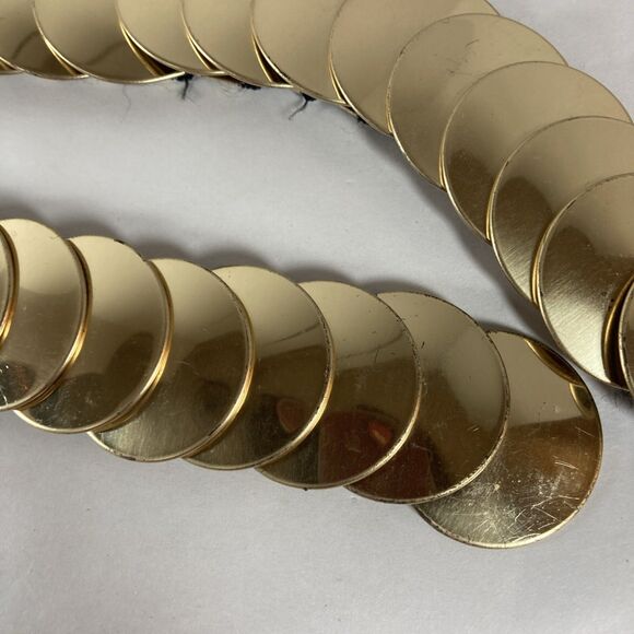 Fish Scale Gold Coin Stretchy Retro Belt 25” Boho Stretchy Glam Disco 70’s-80’s - Picture 3 of 11